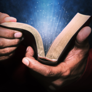 Bible with blue light coming out - Spirit, Soul, and Body Blog Image