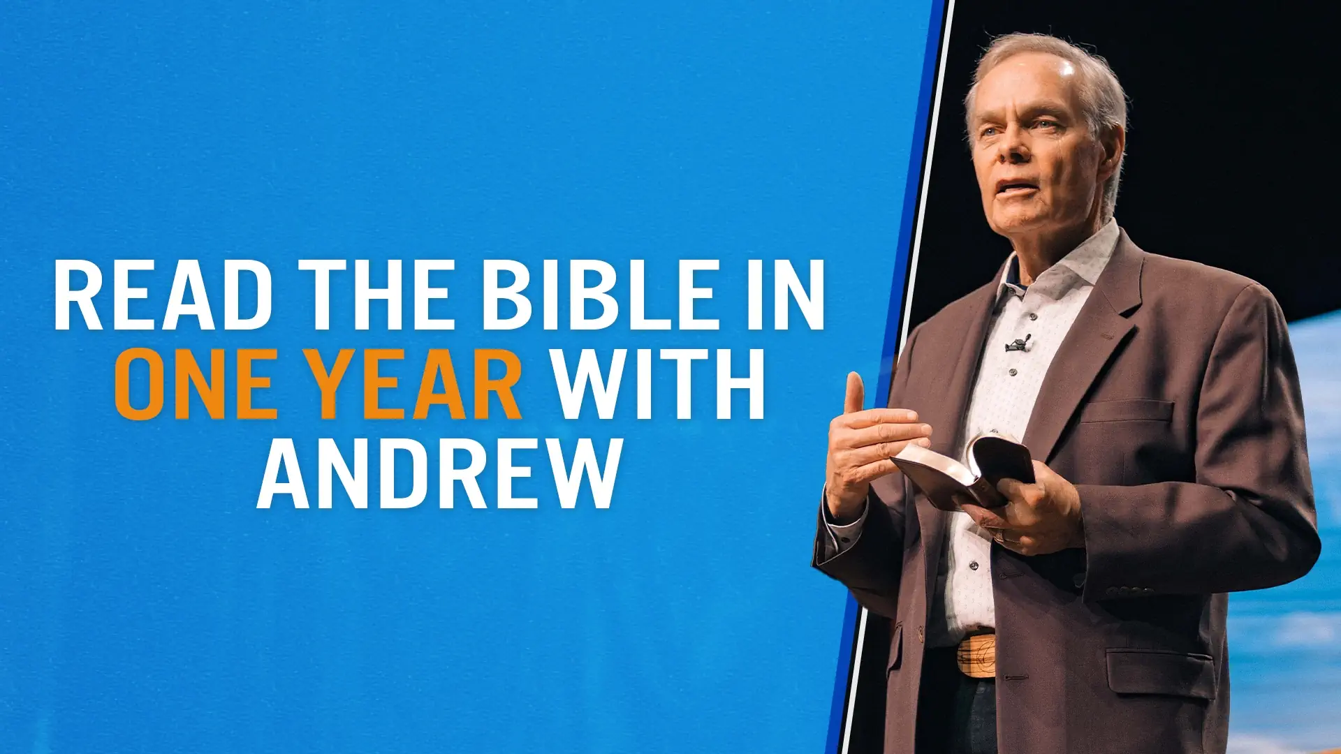 Andrew Wommack standing with bible in hand