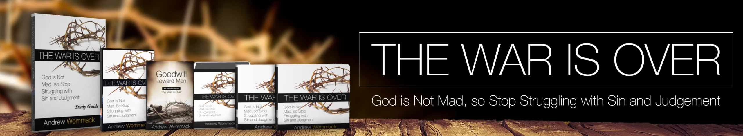 Front image of Andrew Wommack’s “As Seen on TV” CD album, The War Is Over