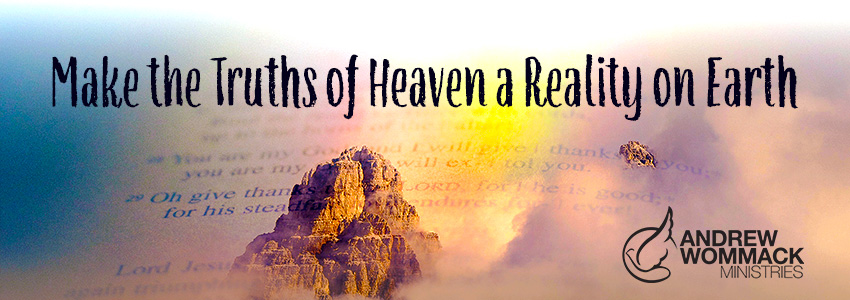 Picture of rock coming out of the word of God with words truths of heaven a reality